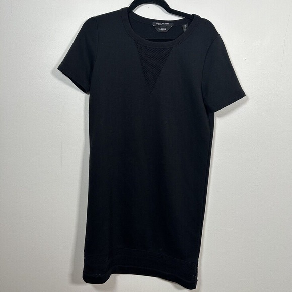 Scotch & Soda M Womens OVERSIZED Sweatshirt Dress Mesh Trim Black 6 8 - Picture 1 of 8